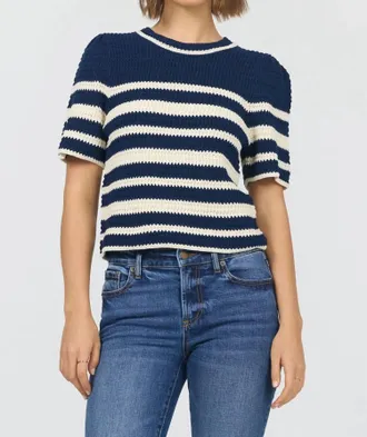 Dear John Denim Simone Short Sleeve Sweater In Navy