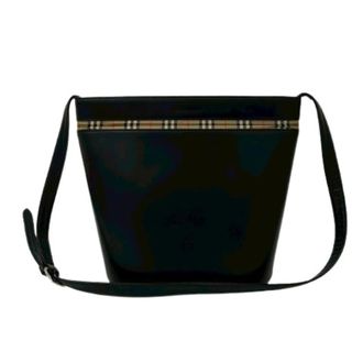 Burberry Pre-owned Cross Body Bags, female, Black, Size: ONE SIZE Pre-owned Leather Canvas Shoulder Bag