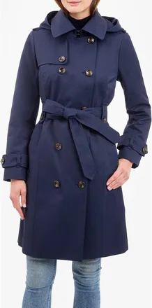 London Fog Cotton Blend Trench Coat in Midnight Navy at Nordstrom, Size X-Large