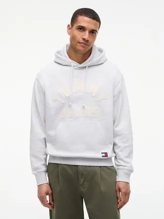 Tommy Hilfiger Mens Tommy Jeans Tommy Arch Logo Hoodie - Ice Grey Heather - XXL