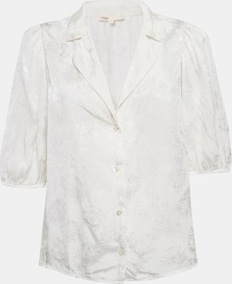 Maje White Ecru Jungle Jacquard Satin Shirt