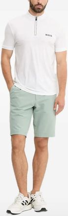 BOSS zip-neck textured polo shirt - White