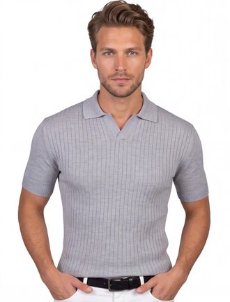 Gentiluomo katoenen Gentiluomo poloshirt grijs effen normale fit