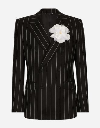 Dolce & Gabbana Double-breasted Pinstripe Sicilia-fit Jacket - Man Suits And Blazers Multicolor 48