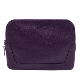 Herm&egrave;s Pre-owned Clemence Pouch - Dames - Vintage Clutch - Paars - ONE Size - Leer - Vintage