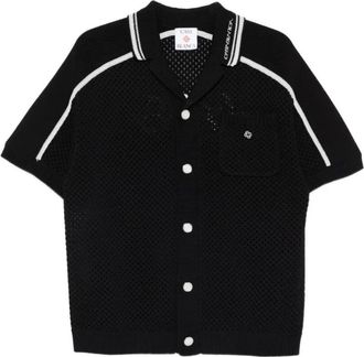 Casablanca Korte Mouw Gebreide Poloshirt - Heren - Korte mouwen Overhemden - Zwart - L - Katoen - Overhemden