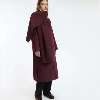 La Redoute Collections Lange jas met knoopsluiting, afneembare sjaal