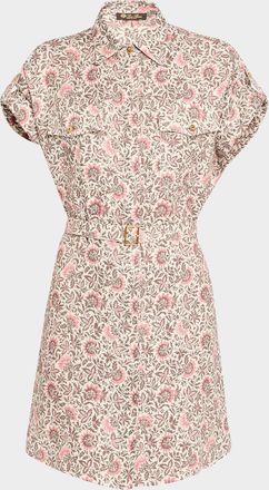 Loro Piana Idris Riserva San Nicolo Twill Belted Mini Shirtdress