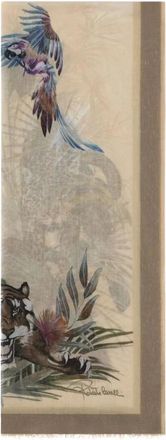 Roberto Cavalli Accessoires, Dames, Beige, ONE Size, Sjaal met tijgerprint