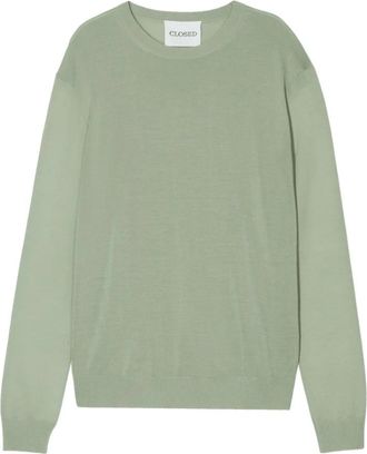 Closed Round-neck Truien - Heren - Ronde hals truien - Groen - M - Wol - Truien & Vesten