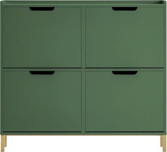 SoBuy Zapatero estrecho con 4 solapas verde oscuro