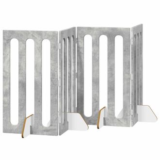 vidaXL Valla Plegable Para Mascotas 4 Pcs Gris Concreto Vidaxl