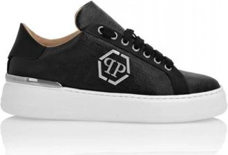 Philipp Plein Nappa Leather Lo-Top Sneakers Monogram - Heren - Sneakers - Zwart - 38 EU - Leer - Schoenen