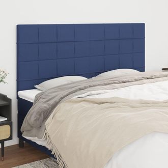 vidaXL Cabeceros 4 Unidades De Tela Azul 100x5x78/88 Cm Vidaxl