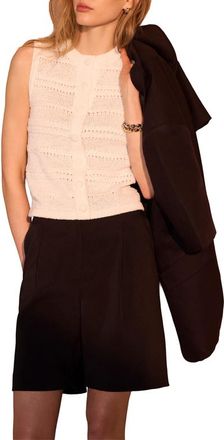 Mint Velvet Cotton Blend Button Detail Knit Top in Ivory at Nordstrom, Size X-Small