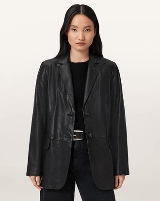 AllSaints Leather Arna Leather Blazer, Size: XS