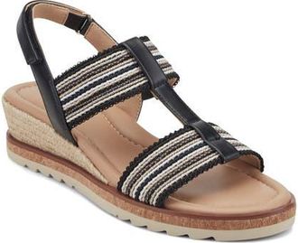 Easy Spirit Selene Wedge Sandal in Black at Nordstrom, Size 8.5