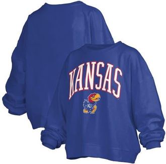 Pressbox Womens Pressbox Royal Kansas Jayhawks Janise Arch Over Logo Waist Length Oversized Pullover Sweatshirt at Nordstrom, Size Xx-Large