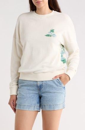 Faherty Cabana Towel Terry Crew Sweatshirt in Palm Tropics at Nordstrom Rack, Size Xx-Small