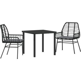 vidaXL Conjunto De Comedor De Jard&iacute;n 3 Pcs Negro Rat&aacute;n Sint&eacute;tico Vidaxl