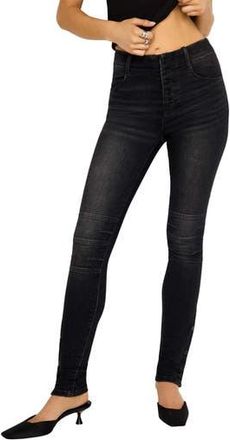 Good American Moto High Waist Skinny Jeans in Black367 at Nordstrom Rack, Size 10