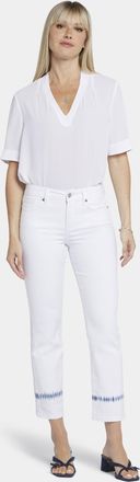 NYDJ Marilyn Rechte Enkel Jeans Witte Tie Dye Geverfde Denim