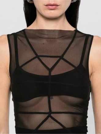 Rick Owens sleeveless top fitted silhouette geometric pattern sheer