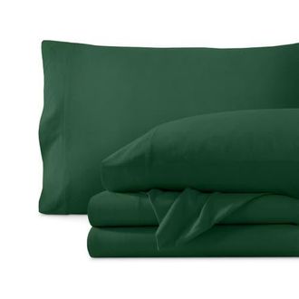Bare Home Organic Cotton Jersey Sheet Set in Forest Green at Nordstrom, Size Twin X-Long