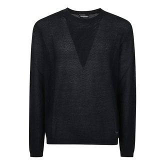 Emporio Armani Round-neck Knitwear, male, Blue, Size: L Sweater