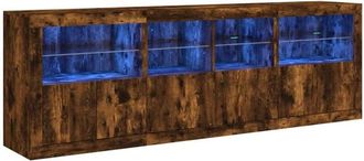 vidaXL Sideboard with led Lights Smoked Oak 202x37x67 cm Vidaxl
