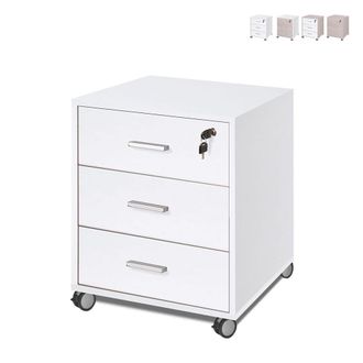 OEM Cajonera De Oficina Con Tres Cajones Con Ruedas Blanco Fresno 50x41x H70 Cm