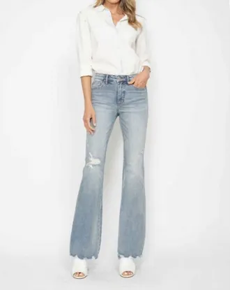 Judy Blue Mid Rise Tummy Control Flare Jeans In Denim Blue