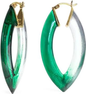 Gold & Honey Womens Painted Marquise Lucite Hoop Earrings In Green