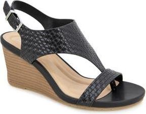 Kenneth Cole Reaction Greatly Platform Wedge Sandal in Black Woven at Nordstrom Rack, Size 6.5