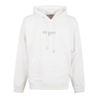 Off-white Hoodies, male, White, Size: XL Logo-print Kangaroo-pocket Hoodie