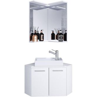 ebuy24 Ebuy24 - Set vcm de 3 piezas Lavadero para invitados wc Baño de invitados wc de lavabo Muebles de baño gabinete de esquina Set de baño - Vilosa