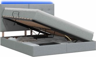 vidaXL Cama De Almacenamiento Led Con Colch&oacute;n Gris Claro 140 X 190 Cm Vidaxl