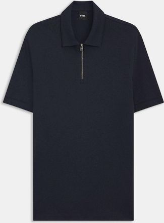 HUGO BOSS Mens Paras 57 Zip Neck Polo Shirt in Dark Blue - Size X-Large