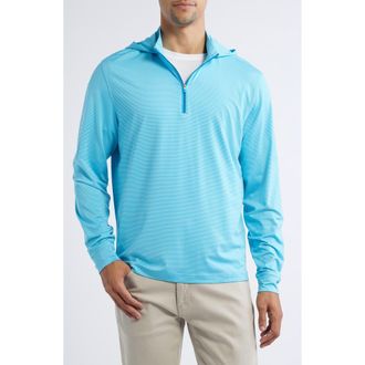 Johnnie-O Hybrid Performance Quarter Zip Hoodie in Majorca/tarpon at Nordstrom, Size X-Large