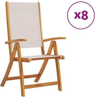 vidaXL Vidaxl - Folding Garden Chairs 8 pcs Solid Wood Acacia and Textilene
