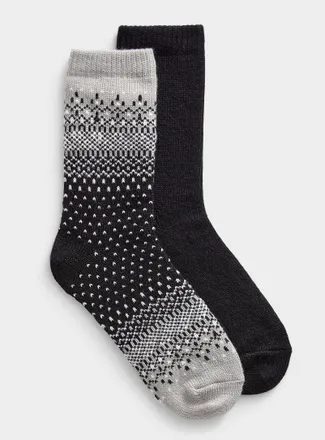 Hue Womens Solid/Fair Isle socks 2-pack