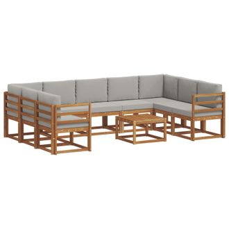vidaXL Conjunto De Sof&aacute;s De Exterior 10 Pcs Gris Natural Y Claro Vidaxl