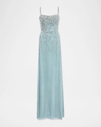 Jenny Packham Solstice Degrade Embellished Sleeveless Column Gown