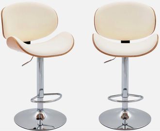 Sweeek Taburete De Bar Ajustable Curvado En Polipiel, Set De 2