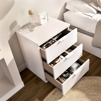 Dmora Mesilla Sturgis, Un Estante, 3 Cajones, Apertura Corredera, 34x42x57h Cm Blanco