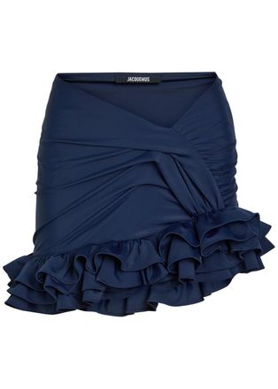 Jacquemus La Mini Jupe Playa Ruffled Mini Skirt - Navy - S (UK8-10 / S)