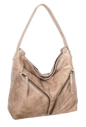 Nino Bossi Vintage Leather Multi-Pocket Hobo in Taupe