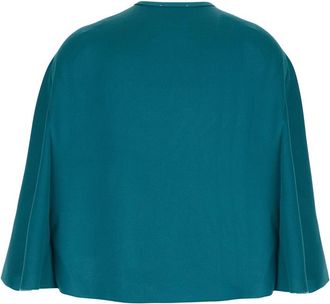 Forte_Forte Womens Blue Cape With Silk Details Acetate Coat