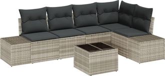 vidaXL Garden Sofa Set 6 pcs Light grey Poly rattan Vidaxl