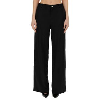 Moschino Wide Trousers, female, Black, Size: S Wide Leg Trousers